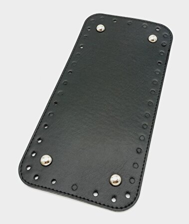 Angel Çanta Aksesuar Suni Deri Siyah Renk 25X12 cm Dikdörtgen Çanta Tabanı (Gümüş Aparatlı)