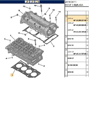 Silindir Kapak Conta 1,3 0,72MM Bipper Nemo Fiorino (1628923780)