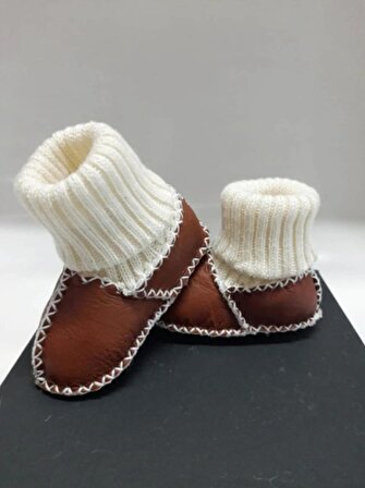 Bebek Unisex Organik Kuzu Derisi İlk Adım Ayakkabısı Panduf Patik 18-24 AY
