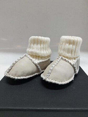 Bebek Unisex Organik Kuzu Derisi İlk Adım Ayakkabısı Panduf Patik 6-12 AY