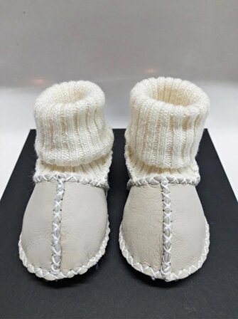 Bebek Unisex Organik Kuzu Derisi İlk Adım Ayakkabısı Panduf Patik18-24 AY