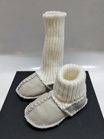 Bebek Unisex Organik Kuzu Derisi İlk Adım Ayakkabısı Panduf Patik18-24 AY