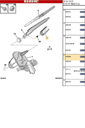 Arka Cam Silgi Kol Kapak C4 (6438R0)