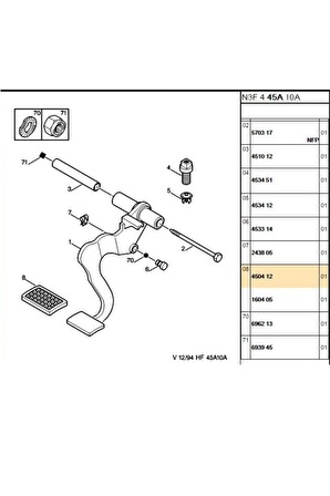 Pedal  Lastiği Fren 306 405 (TRL450412-450412)