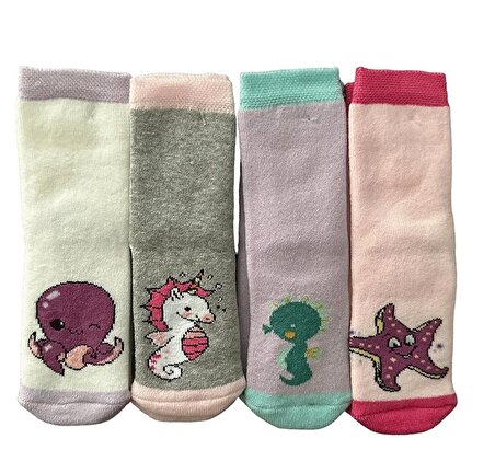 Kız Bebek 4'lü çorap Havlu Çorap