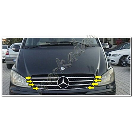DB Chrome Mercedes Viano Ön Panjur Nikelajı 2004-2010 7 Parça P.Çelik