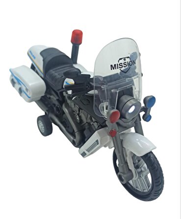 Oyuncak Polis Motorsikleti 3 Farklı Sesli, Işıklı Polis Motoru Sürtmeli 17x10cm.