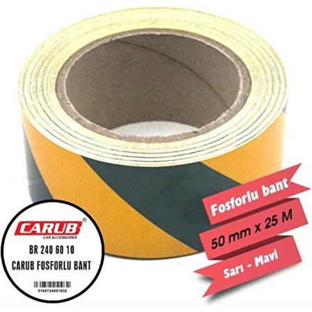  Fosforlu Bant 5 Cm x 25M Sarı-Mavi