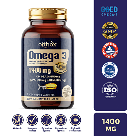 Oithox Omega 3 Balık Yağı 1400 mg 30 Kapsül
