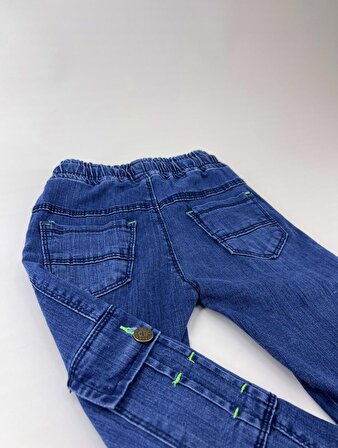 Erkek Çocuk Cep Fosforlu Mavi Kot Pantolon (Bir beden büyük almanız tavsiye edilir.) 