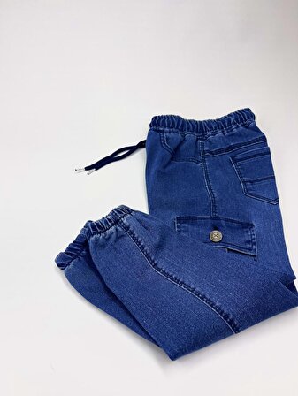 Erkek Çocuk Kompak Cep Pamuklu Mavi Kot Pantolon (Bir beden büyük almanız tavsiye edilir.)