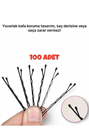 100 Adet Kaliteli Ucu Toplu Siyah Tel Toka