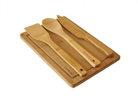 Bambum Tofu Bambu Mutfak Bıçağı Seti 4'lü Doğal 