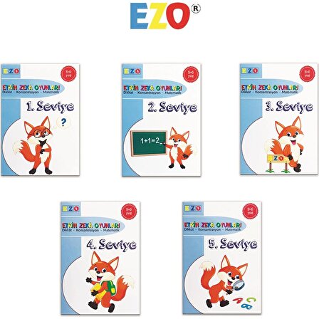 Etkin Zeka Oyunları 3-6 Yaş Dikkat Konsantrasyon Matematik İngilizce Seti 10 Klasör (100 Kart) 1 Klasör İngilizce (10 Kart) 1 Çözüm Paneli