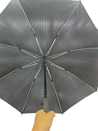 Baston Şemsiye Misina Siyah Çizgili 