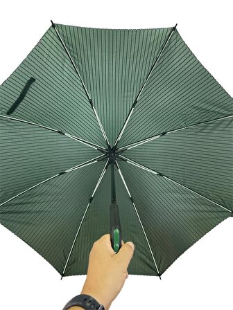 Baston Şemsiye Misina Yeşil Çizgili 