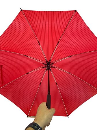 Baston Şemsiye Misina Kırmızı Çizgili 