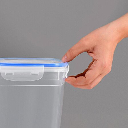 Plastik Saklama Kabı Silikon Contalı Dikdörtgen 1800 ml