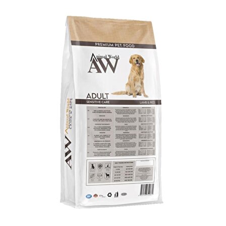 Animal World Sensitive Kuzu Etli ve Pirinçli Yetişkin Köpek Maması (15kg)