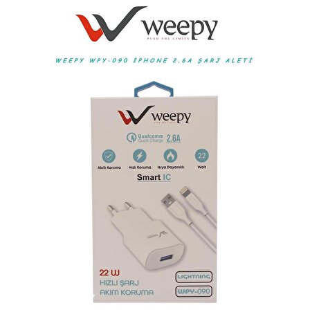 Weepy WPY-090 Lightning Hızlı Şarj Aleti Beyaz