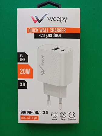 Weepy WPY-PD35 Type-C Hızlı Şarj Aleti Beyaz