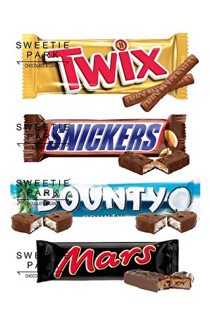 Twix Snickers Bounty Karamelli Hindistan Cevizli Bisküvili Yer Fıstıklı Çikolata 208 Gr