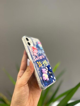 Iphone 11 Uyumlu Sevimli Sulu Simli Ayıcıklı Kılıf