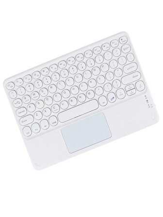 Wenn Tab 8" Uyumlu Kablosuz Bluetooth Şarj Edilebilir Mini Q TouchPad'li Klavye - Beyaz