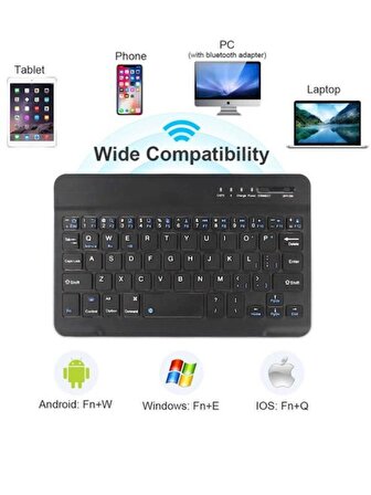 Wenn Tab Ultra 10.4" Uyumlu Kablosuz Bluetooth Şarj Edilebilir Mini Q Klavye - Siyah