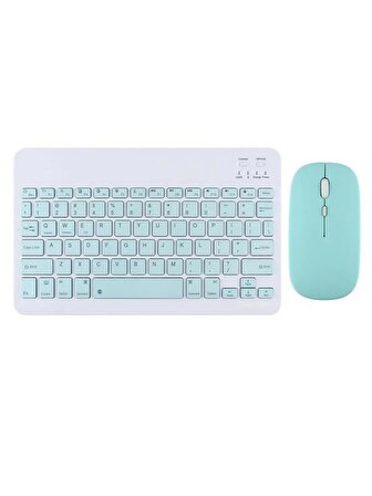 Honor Pad X8 Mediatek 10.1" Uyumlu Kablosuz Bluetooth Şarj Edilebilir Mini Q Klavye Mouse - Mavi