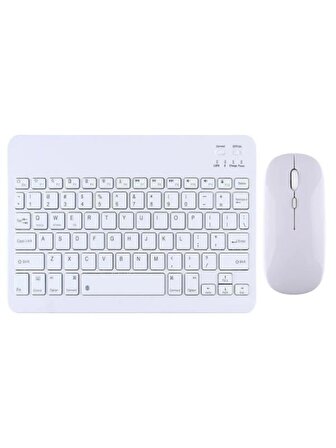 Hometech Alfa 10TM 10" Uyumlu Kablosuz Bluetooth Şarj Edilebilir Mini Q Klavye Mouse Seti - Beyaz