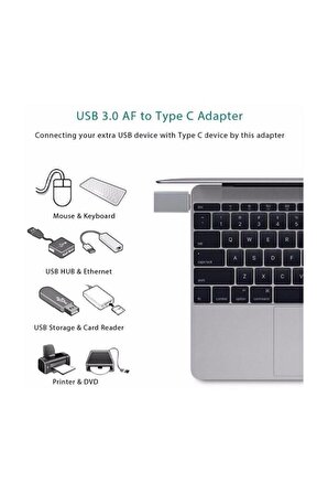 Macbook Uyumlu Type-c - Usb 3.0 Otg Usb Flash Driver Klavye Mouse Dönüştürücü Adaptör