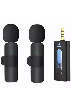 Amfi Ve Hoparlör Kablosuz Wireless Yaka Mikrofon Çiftli 3.5mm Jaklı Tak Çalıştır Telefon Araç Uyumlu