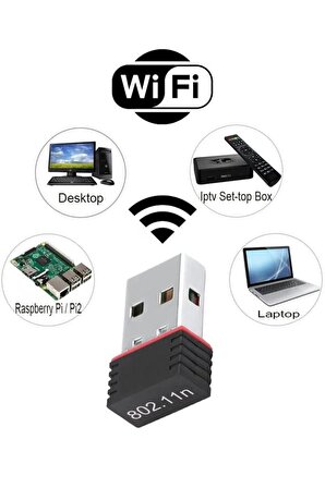 Usb Wifi Adaptörü Kablosuz İnternet Alıcı Ağ Kartı Masaüstü Bilgisayar Pc 300 Mbps 802.11n
