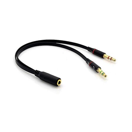 Kulaklık Mikrofon Ayırıcı Splitter Kablo 2 x 3.5 MM Headphone Birleştirici Stereo Kablo