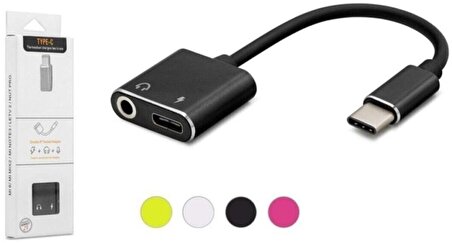 Type-C to 3.5mm Jack Kulaklık Şarj Kablosu USB C Ses Aux Kablosu Ses Adaptörü Type C to USB C