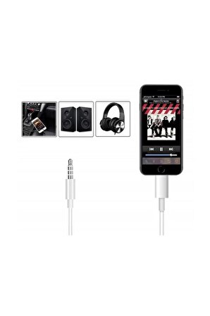 iPhone iPad iPod Uyumlu Lightning To Aux Çevirici Kablo 1mt Araç Müzik Kulaklık Ses Aux Dönüştürücü