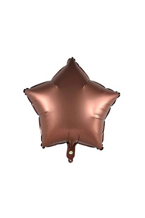 Retro Balon Kahverengi-Krem-Bej Yıldız Folyo Balon | Retro Balon Kahve Tonlar 18 Inç (45 CM)  Yıldız
