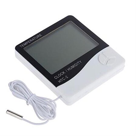 İç ve Dış Ortam Sıcaklığını Ölçebilen LCD Ekran Saat Göstergeli Alarmlı Nem Ölçer Termometre NT36601