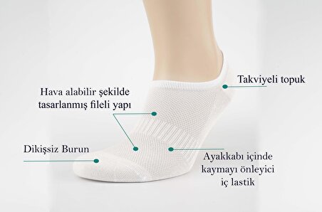 Kadın Dikişsiz Bambu Sneaker Çorap 6'lı Görünmez Spor Ayakkabı Çorabı