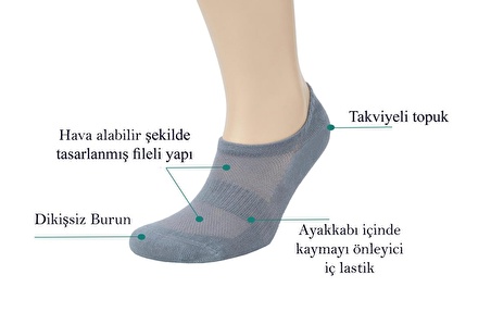 Kadın Dikişsiz Bambu Sneaker Çorap 6'lı Görünmez Spor Ayakkabı Çorabı