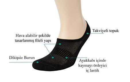 Erkek 6'lı Dikişsiz Görünmez Bambu Sneaker Çorap