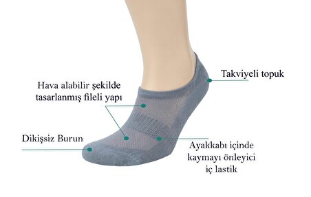 Erkek 6'lı Dikişsiz Görünmez Bambu Sneaker Çorap