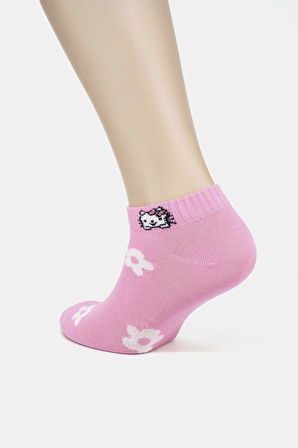 5'li Dikişsiz Hello Kitty Desenli Pamuklu Kadın Çorabı