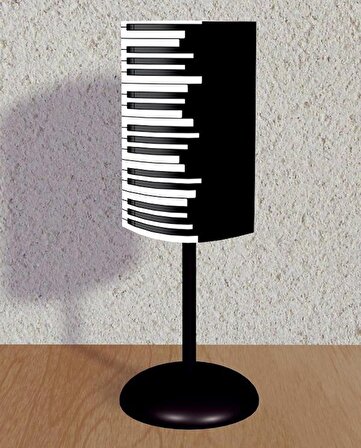 Piyano Desen Siyah Abajur