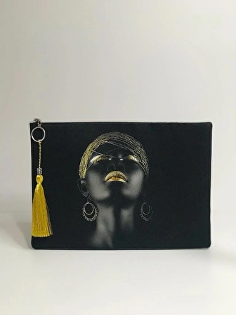 Afrikalı Kadın Clutch Portföy Çanta