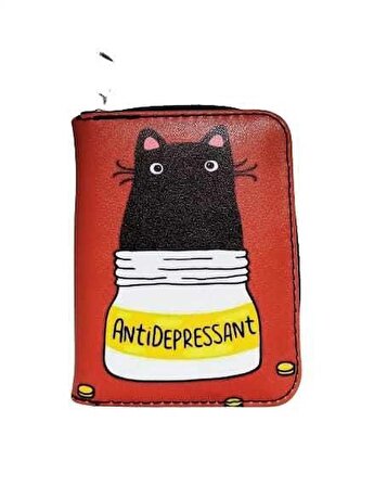 Herşey Nota Kedi Antidepresan Tasarımlı Cüzdan