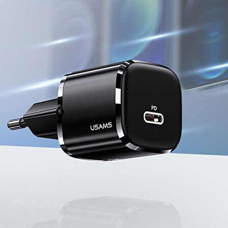 Usams T36 USB 20 Watt Hızlı Şarj Adaptörü Siyah