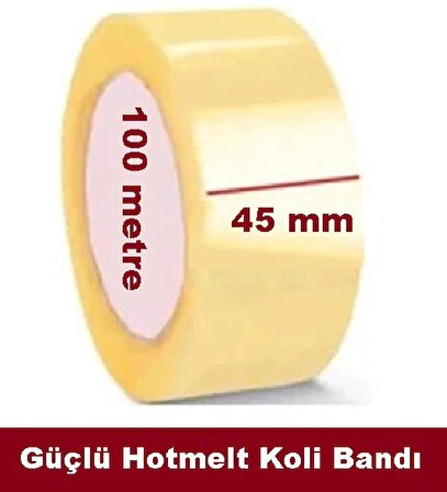 Osman CANDAN Daha Güçlü Şeffaf Hotmelt Koli Bandı - Genişlik 45 mm, Uzunluk 100 metre