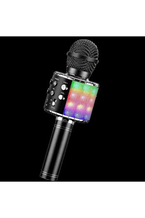 Concerto Karaoke Mikrofonu Işıklı Yeni Kayıt Özellikli Siyah